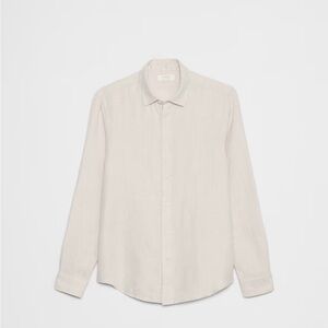 Banana Republic Cream Plaid Linen-Blend Shirt